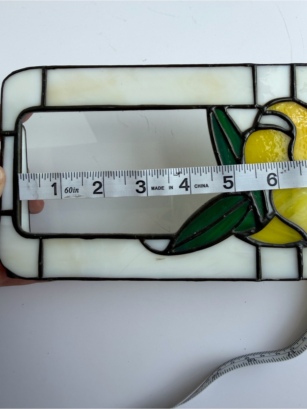 Stained Glass Tiffany Style Photo Frame 3x5 Lily Flower Floral White Yellow Vtg - Picture 13 of 13